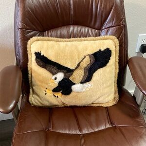 Jada Faux Fur Bald Eagle Accent Pillow Cabincore Rustic Plush Bird Southwestern